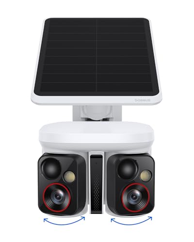 Baseus X1 Pro Dual-Tracking Solar Security Camera Outdoor Wireless, Dual 3K AI Cameras, 300° Pan, Color Night Vision, 8× Zoom, Local Storage up to 512GB, IP65, No Subscription - color: White