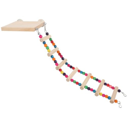 FRCOLOR 2pcs Bird Ladder Toy with Platform for Parrots and Birds Easy to Install Natural Wood and Climbing Activities