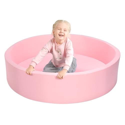 TRENDBOX Extra Large Soft Foam Ball Pit 51.2" x 11.8" (NO Balls) in Large Sponge Round Ball Pool Indoor Round Children Toddler Playpen - Light Pink - color: Light Pink, size: 130CM