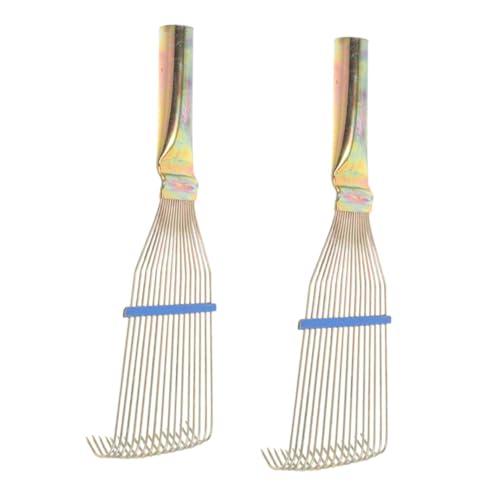 HANABASS 2pcs Livestock Rake Ergonomic Dematting Tool for Sheep Cattle Grooming Durable Steel Teeth Brush for Shearing and Cleaning