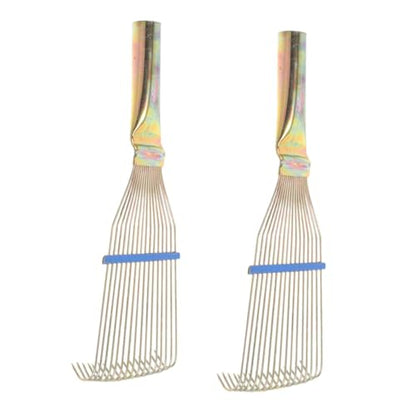 HANABASS 2pcs Livestock Rake Ergonomic Dematting Tool for Sheep Cattle Grooming Durable Steel Teeth Brush for Shearing and Cleaning