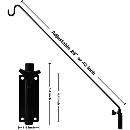 MIXXIDEA Heavy Duty Extended Reach Wall Mounted Deck Hook Wall Pole,Bracket Direction and Length Adjustable Plant Bracket for Bird Feeders, Planters, Suet Baskets, Lanterns, Wind Chimes,Black - size: 43in Long Wall Mounted Hook-1 Pack