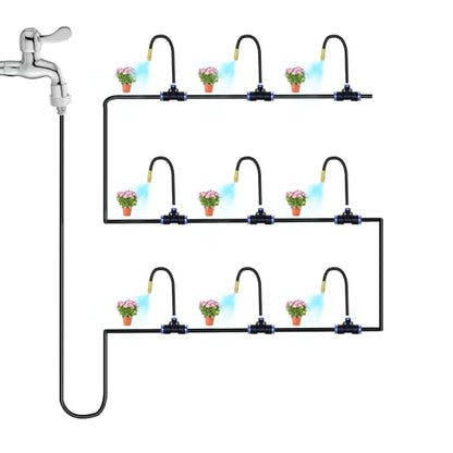 49.21Ft Drip Irrigation System, 360° Bendable Drip Irrigation Kit Automatic Irrigation System for Garden, Adjustable Garden Watering Misting System for Greenhouse, Yard, Lawn, Plant - size: 49.21Ft