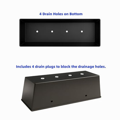 3 Pack 6 Qt Metal Feed Trough for Goats & Ducks, Heavy Duty Iron Hanging Livestock Feeder with Drain Holes & Plugs, Fence/Wall Mount Manger for Sheep, Piglets, Deer & Poultry