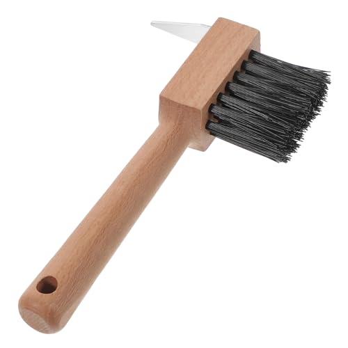 Horse Hoof Cleaning Brush Wooden Handle Cattle Hoof Trimmer and Horseshoe Tool for Grooming and Maintenance Comfortable Grip for Easy Use