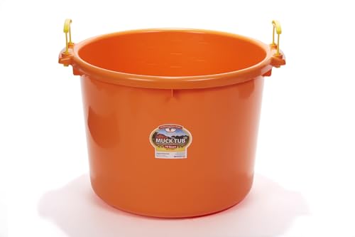 Little Giant® Plastic Muck Tub | Durable & Versatile Utility Bucket with Handles | Muck Bucket | Durable Handles | 70 Quart | Orange - color: Orange, size: 70 quart