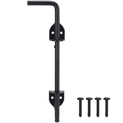 12 Inch Cane Bolt Gate Drop Rod Heavy Duty Gate Hardware, Gate Ground Latch for Wooden Fences, Metal Gates Doors Stopper for Gate Ground, Wrought Iron Gate Latches, Black Finish(1 Pack) - size: 12 Inch