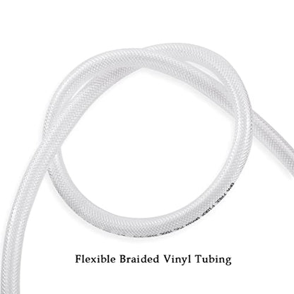 DAVCO 3/8" ID × 50 ft Clear Braided Plastic Vinyl Tubing Flexible High Pressure Reinforced PVC Hose - size: 3/8"ID, style: 50 Feet