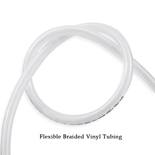 DAVCO 1" ID × 50 ft Heavy Duty Braided Clear Plastic Vinyl Tubing, Flexible High Pressure Reinforced PVC Vinyl Tube Hose, Non-toxic, BPA Free - size: 1"ID, style: 50 Feet