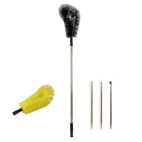 1 pcs 200 cm Huge Tank Brush (Yellow, with Extra Black Head), Big Brush Head Size (32 cm), Long Handle, with Extendable Stainless Steel Pole, PP Stiff-Bristled, for Large Water Bucket - color: 1 Pcs 200 Cm (Yellow)+extra Black Head