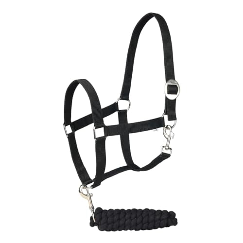 TuffRider Halter and Lead Rope Set with Breakaway Leather - color: Black, size: Horse