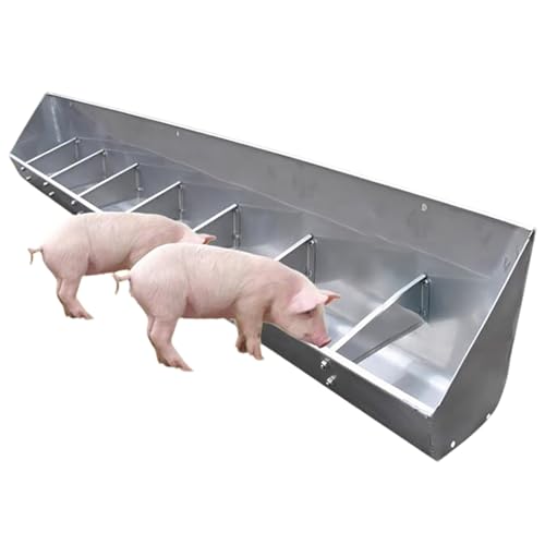 Stainless Steel Pig Food Trough for 5 6 8 10 Bit Piglet, Portable Livestock Feeding & Watering Supplies, Patio Sheds Pen Farms Pasture Pigs Feeder Hold Hay Feeds(1m/3.3ft 5bit) - size: 1m/3.3ft 5bit