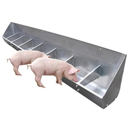Stainless Steel Pig Food Trough for 5 6 8 10 Bit Piglet, Portable Livestock Feeding & Watering Supplies, Patio Sheds Pen Farms Pasture Pigs Feeder Hold Hay Feeds(1m/3.3ft 5bit) - size: 1m/3.3ft 5bit
