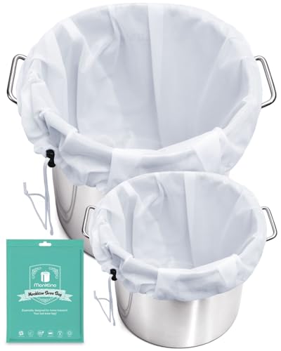 2pcs Brew Bags, Extra Large 250 Micro Fine Mesh Strainer Bag, Reusable Drawstring 5-10 Gallon Filter Bag for Home Brewing, Kitchen Straining for Beer, Wine, Cold Brew, Jelly, 16x18&22x26 - size: 16" X 18" and 22" X 26"