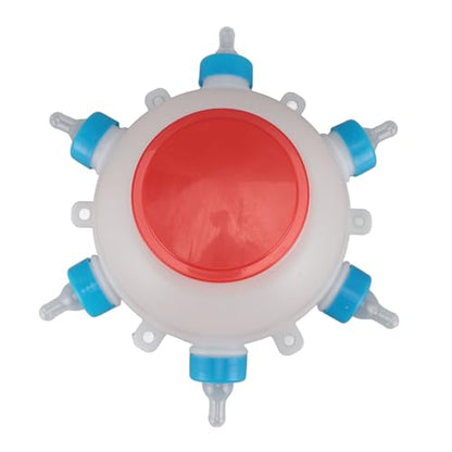 6 Nipple Lamb Feeder Bottle, Round PC Plastic Easy to Clean Milk Bucket for Piglets Lambs Goats, Portable Farm Animal Feeding Jug with Handle