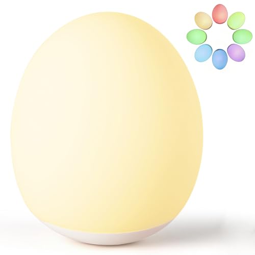 Night Light for Kids,Egg Night Light Light with 7 Colors Changing Mode & 30-Min Timer Portable Nursery Night Lamp forBaby Nursery & Kids Bedroom,DIY Hand-Painted Custom Lamp - color: 7RGB-Egg