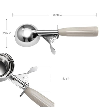 TOPKITCHEN Commercial-Grade Ice Cream Scoop 3.25 oz, 18/8 Stainless Steel Cookie Scoop with Plastic Handle, Portion Control Disher Scoop for Bakeries, Restaurants & Dessert Shops, #10, Ivory - size: 3.25 oz - Ivory