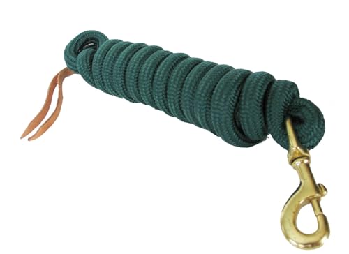 AJ Tack 9 Foot Nylon Lead Rope with Leather Popper - color: Brown