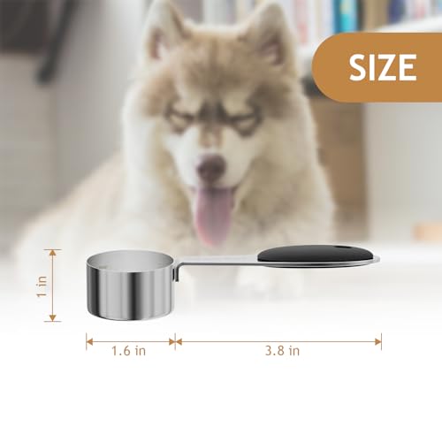 LEIFENY 1PCS 1/8CUP(30ml) Dog Cat Food Scoop, Stainless Steel Measuring Cup, Metal Pet Scooper with Inner Precision Scale Measurement - size: 1/8 cup