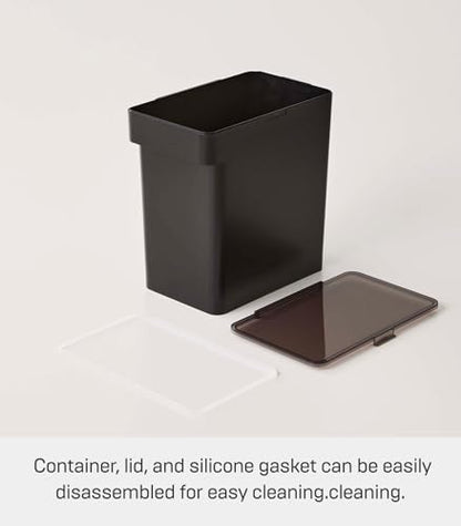 YAMAZAKI Home Tower Airtight Pet Food Storage Container - Cat And Dog Food Holder Bin With Transparent Lid And Handle - Large - Polypropylene - 15 Lbs., 3.2 Gallons, 12 Quarts - color: Black, size: Large