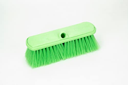 SPARTA Flo-Thru Heavy-Duty Deck Scrub Brush Nylon Bristled, Boat and Floor Scrub Broom with Protective Bumper for Floors and Large Equipment, Plastic, 9.5 Inches, Lime - color: Lime