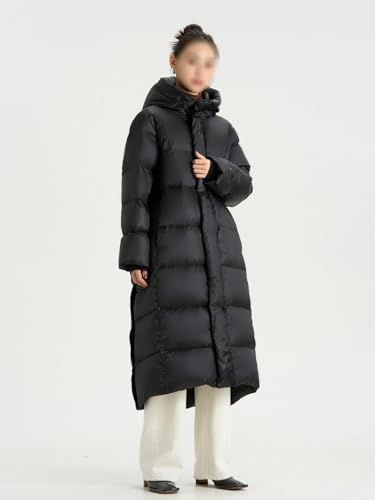 Women's Winter Windproof and Warm Hood Down Jackets Extended Knee Length Loose Fitting Jacket - size: Medium