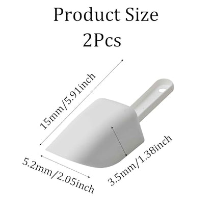 2Pcs Plastic Ice Scoop, Kitchen Scooper for Ice Maker, Ice Bucket, Bar, Freezer, Pet Food, Candy, Coffee Beans, Utility Food Scoop for Home, Party, Wedding, Restaurant (White) - color: White