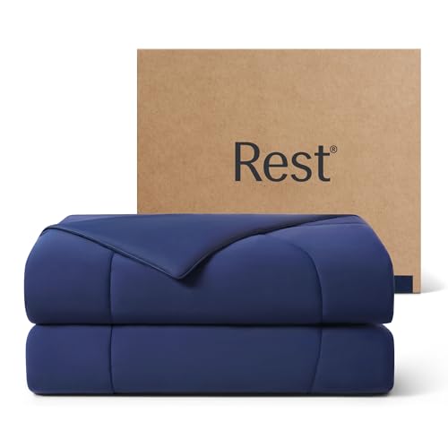 REST® Evercool® Cooling Comforter, Full/Queen, Blanket for Hot Sleepers, All Season Bedding to Keep Cool for Night Sweats, Breathable Lightweight Blanket, 90"x90" Inches, Midnight Blue - color: Midnight Blue, size: Full / Queen (90"x90")
