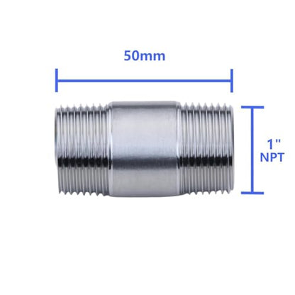CONSTELLAR 304 Stainless Steel Pipe Nipple - 1" NPT Male x 1" NPT Male Threaded Fitting, 2 Inch (50mm) Length 3mm Wall Thickness Heavy Duty Seamless Pipe Nipple for Water Gas Oil fluid (1 Pack) - size: 1" NPT Male x 1" NPT Male, style: 50mm (2 inch)