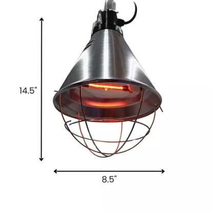 IVS 250W Bulb Infrared Halogen Lamp Holder - Livestock Heating Equipment | 14.5” x 8.5” Durable Heat Lamp - Safe Piglets Poultry Small Chicks Equipment
