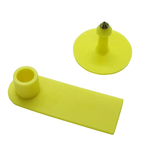 100PCS Blank Ear Tags Plastic Animal Livestock Cattle Ear Tags for Goats Sheep Pigs Hogs Cows Cattle Calf Farm Animal Tags ID Tags (Yellow) - style: Yellow