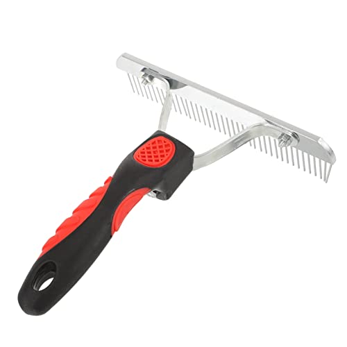 Durable Horse Grooming Rake with Rust Metal Teeth Rubber Handle Cleaning Brush for Removing Shedding Hair and Mud Comfortable Massage Comb and Domestic Animals Easy to Hold