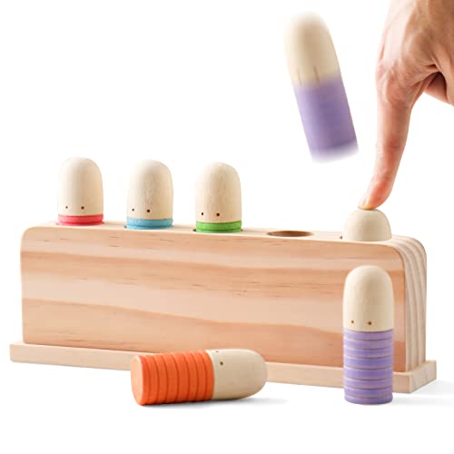 Pop Up Toy Multicolor Puppets | Wooden Color Sorting Toys | STEM Montessori Color Matching Toys | Preschool Learning Educational Toys Gifts for Kids Boys Girls Ages for 1 2 3 Years (Classic Colours) - color: Classic Colours