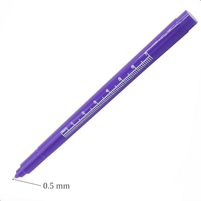 3 Pcs Surgical Skin Marker Pen, Professional Sterile Tip Tattoo Stencil Markers Pen Scribes ，(0.5mm,1mm) with Paper Ruler (2 Single Head +1 Double Head)