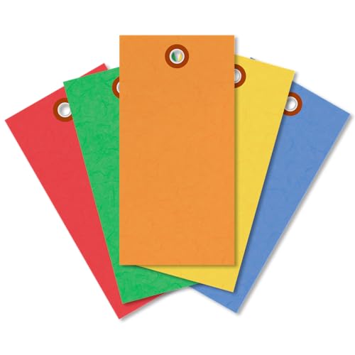 SmartSign (Pack of 1000) 4.75 x 2.375 inch Multi Colored Blank Tyvek Shipping Tags with Metal Eyelets, Size #5, 8 mil Thick Tyvek - color: Multi Color - No Attachment, size: 4 3/4" x 2 3/8" - 1000 Tags