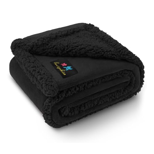 Waterproof Pet Blanket, Liquid Pee Proof Dog Blanket for Sofa Bed Couch, Reversible Sherpa Fleece Furniture Protector Cover for Small Medium Large Dogs Cats, Black Medium（57" x 40"） - color: Black-thicken, size: M (57" x40")
