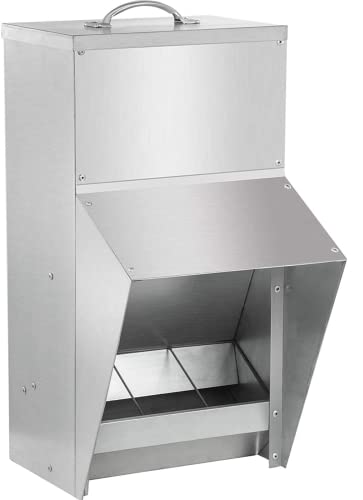 shengyi 11.5-55lbs Galvanized Chicken Feeder - Rat Proof Poultry Feeder with Lid Weatherproof Outdoor Coop Food Dispenser (11.5lbs 8.3x6.3x12.9in) - size: 11.5lbs 8.3x6.3x12.9in