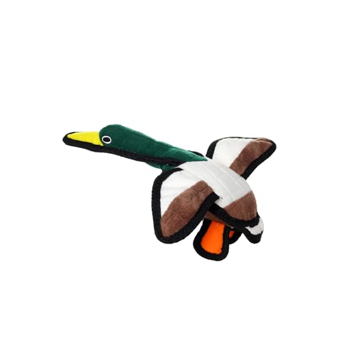 TUFFY - World's Tuffest Soft Dog Toy - Barnyard Junior Duck - Squeakers - Multiple Layers. Made Durable, Strong & Tough. Interactive Play (Tug, Toss & Fetch). Machine Washable & Floats - color: Multi-color Jr Duck