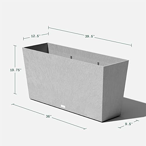Veradek Midori Long Trough Planter (Light Grey, 39 inch - 2 Pack with 2 Saucer Trays) - color: Gray, size: 39 inch - 2 pack with saucers