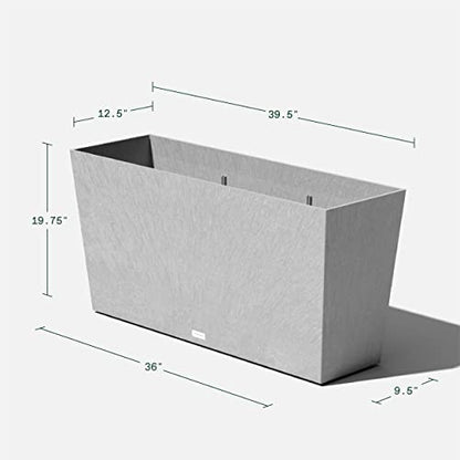 Veradek Midori Long Trough Planter (Light Grey, 39 inch - 2 Pack with 2 Saucer Trays) - color: Gray, size: 39 inch - 2 pack with saucers