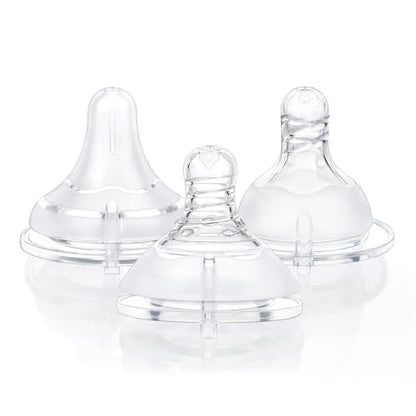 LittleForBig Silicone Soft Touch Adult Bottle Nipples Replacement Teat Compatible with LittleForBig Bottles - Assorted 3-Pack