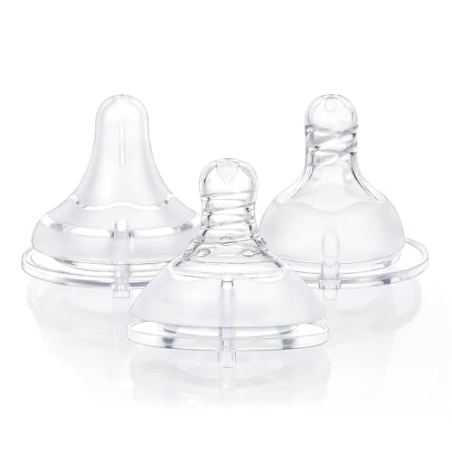 LittleForBig Silicone Soft Touch Adult Bottle Nipples Replacement Teat Compatible with LittleForBig Bottles - Assorted 3-Pack