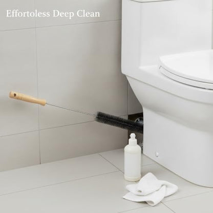 Long Handle Cleaning Brush with Wood Handle and Synthetic Bristles for Bathroom Gaps and Appliance Surfaces (1 PC)