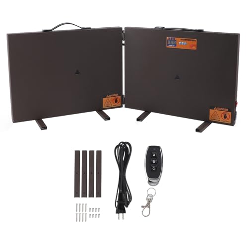 Foldable Chicken Coop Heater – Radiant Heat Panel with Digital Display, Remote Control & Timer, Bite Wire, for Chicks, Poultry & Small/Medium Pets, Brown (US Plug)