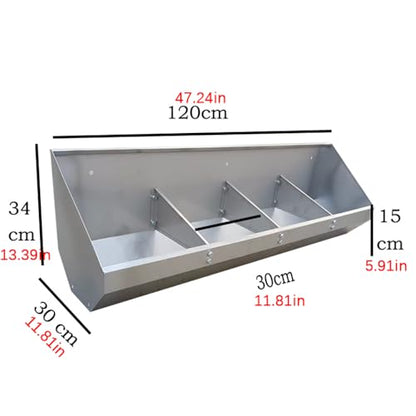 Portable Stainless Steel Livestock Feeder Trough, 2-Hole No-Spill Design, Large Capacity Divider for Hay & Grain, Ideal for Swine & Chicken Coop Feeding,1.2meter/4hole - size: 1.2meter/4hole