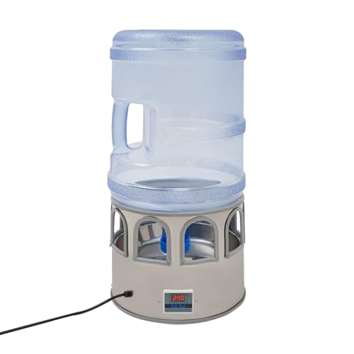 Heated Chicken Waterer, 5 Gallon Heated Waterer for Chickens, Adjustable Temp (32-122℉), 80W Power, Ergonomic Handle, 9 Drinking Ports for Small Animals in Winter Coops and Farms