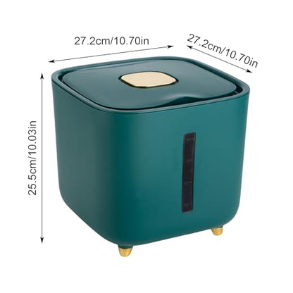Grain Hopper - High Volume Sealed Provision Bin With Cover, Food Preservation Holder, Large Household Supply Vault, Animal Feed Reservoir, Clear Level Display | for Home Cupboard Pet Feeding Managemen - color: Green