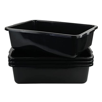 Cand 4 Pack 32 L Commercial Bus Tubs, Large Rectangle Dish Tub, Restaurant Bus Pans, Black