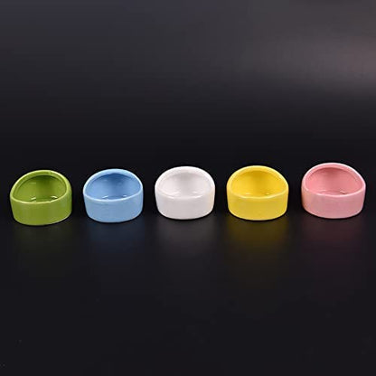 3 Pcs Hamster Bowl Ceramic Hamster Feeding Bowls Small Animal Food Bowl and Water Dish Feeder Hedgehog Food Bowl No Spill No Turnover Food Water Dish for Guinea Pig Rodent Gerbil Cavy(Blue+Pink+White) - color: Blue+Pink+White