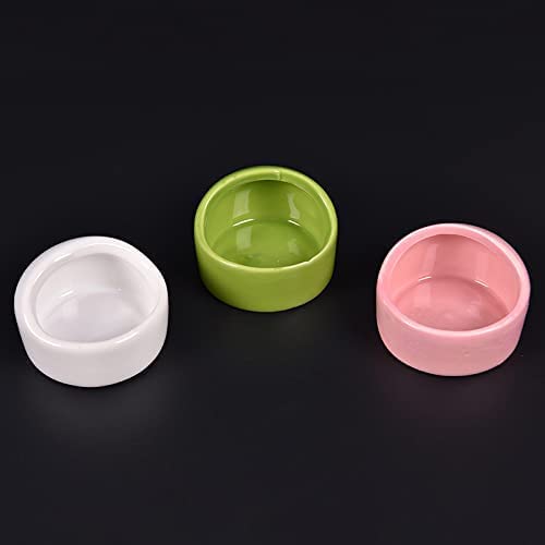 3 Pcs Hamster Bowl Ceramic Hamster Feeding Bowls Small Animal Food Bowl and Water Dish Feeder Hedgehog Food Bowl No Spill No Turnover Food Water Dish for Guinea Pig Rodent Gerbil Cavy(Blue+Pink+White) - color: Blue+Pink+White